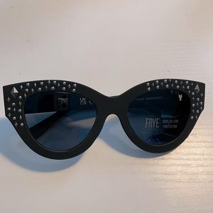 Frye Black Matte Studded Cateye Sunglasses